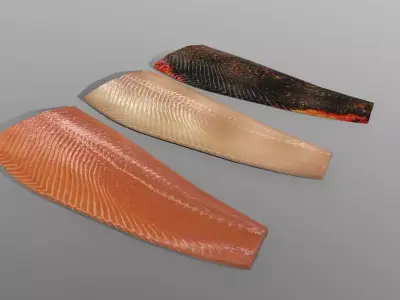 Salmon three pieces of fish Low-poly 3D model