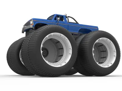 Vintage Monster Truck with double wheels Scale 1 to 25 3D print model purchase