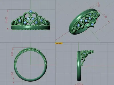 Crown Ring Band WR 09 3D print model