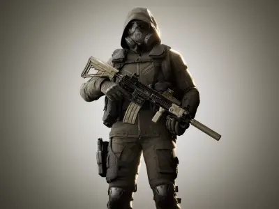 Post-Apocalyptic Modern Tactical  Soldier Low-poly 3D model