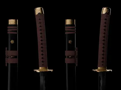 Katana Low-poly 3D model 14