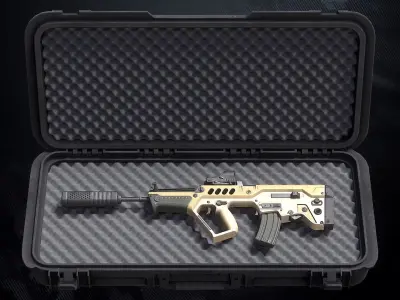 TAR21 Assault Rifle With Hands And Weapon Case Low-poly 3D model