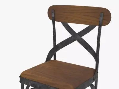 Abdullah Solid Wood Counter Bar Stool 3D model