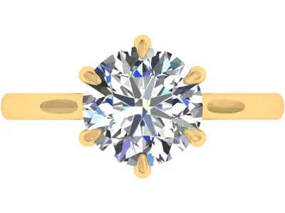 6 Prong Set Round Stone Solitary Ring 3D print model