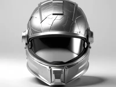 Sleek Space Helmet with Cracked Visor 3D model