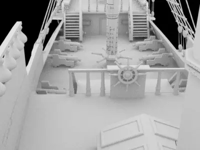 Ship model sailing Low-poly 3D model