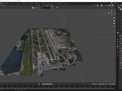 Two runways airport map with Texture Low-poly 3D model Low-poly 3D model