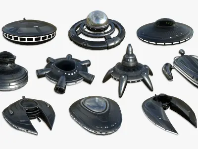100 Alien Spaceships UFO Super Collection - Spacecraft Design 3D Model Pack