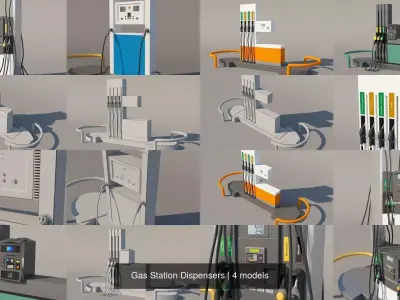 Gas Station Dispensers 3D Model Pack