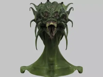 Alien head Bust Creature Pack Low-poly 3D model