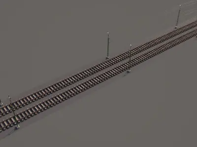 railway and overhead lines 3D model