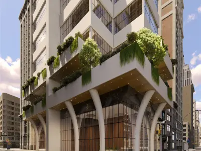NYC Street with Modern Commercial Building  3D City Scene 3D model