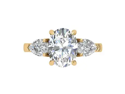Oval 3 Stone Bridal Ring 3D print model buy
