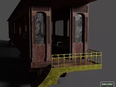 Victorian Passenger Train Carriage Low-poly 3D model