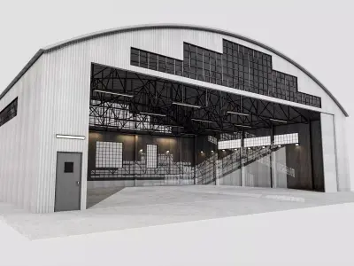 Military Aircraft Hangar 2 Types Low-poly 3D model