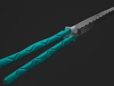 Butterfly knife Low-poly 3D model 5