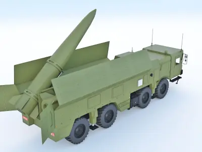 Iskander M military truck with missiles 3D model