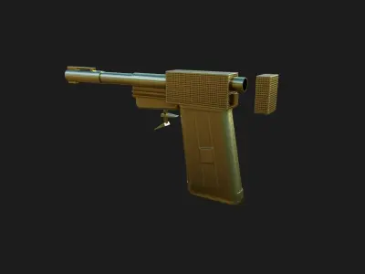 Golden Weapon Gold Pistol Low-poly 3D model
