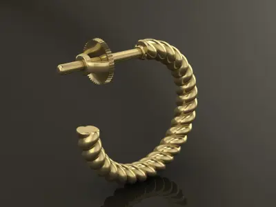 Earring Hoop Rope Twist Opened Back 11MM DIAMETER  3D print model