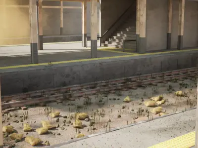 Modern Train Station 33 Assets Low-poly 3D model