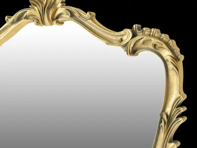 19th Century French Rococo Louis XV Style Giltwood Mirror 3D model