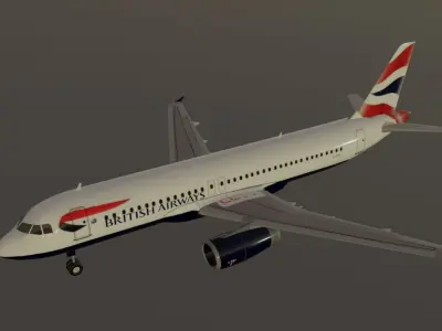 British Airways airbus a320-232 low poly 3D model Low-poly 3D model