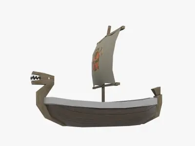 ship low poly viking Free low-poly 3D model
