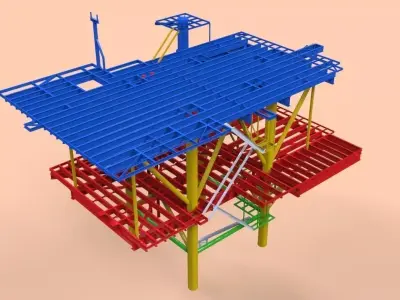 3d 3 level deck Free 3D model