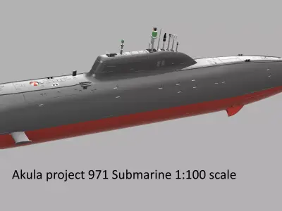Akula project 971 Submarine for RC 1-100 scale 3D print model