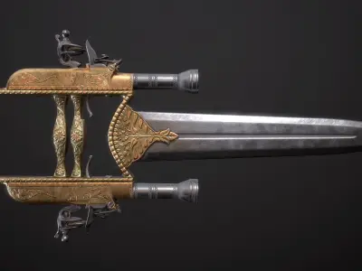 BESTIAL RAGE - Flintlock Katar Low-poly 3D model