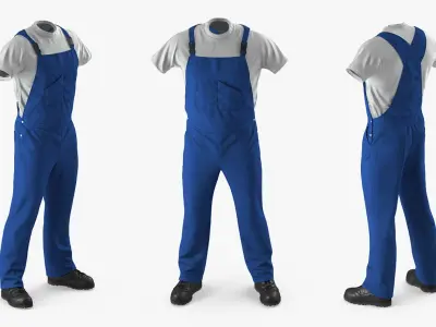 Boiler Suit Coverall with Safety Helmet 3D model