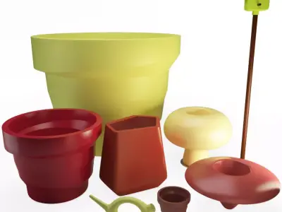 Plastic Outdoor Pots Accessories 3D model