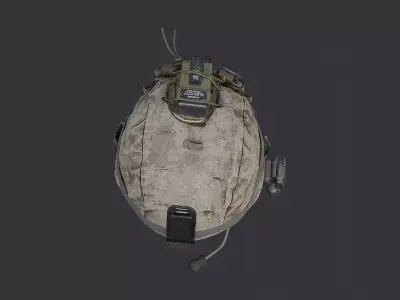 Usmc Tactical Helmet with Headset and IR Patch Low-poly 3D model