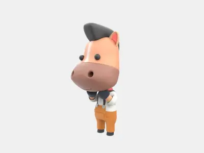Cute Horse 3D Illustration 3D model 2
