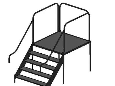 Steel Mountable  Stairs with Landing Free 3D model