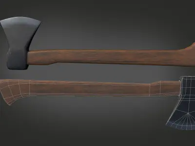 Game Ready Lumberjack Axe with 3 Different Textures Low-poly 3D model
