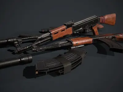 Assault rifle AK Low-poly 3D model
