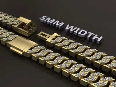 Cuban Diamond Chain Link Box Style 5MM WIDTH  3D print model