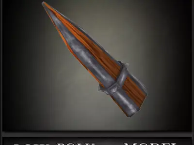 Spike Low Poly wooden sword with metal handle Low-poly 3D model