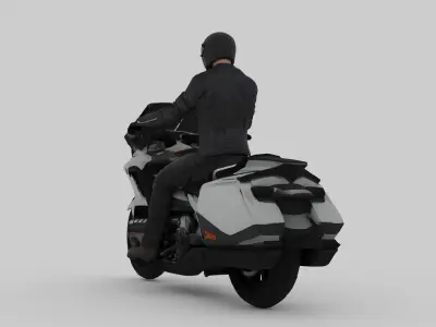 Honda Goldwing 2024 And Biker Ride Pose Free 3D model