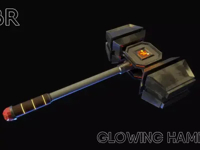 Glowing hammer Low-poly 3D model