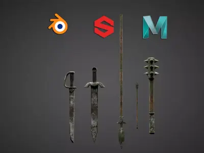 Rusty Weapons Low-poly 3D model