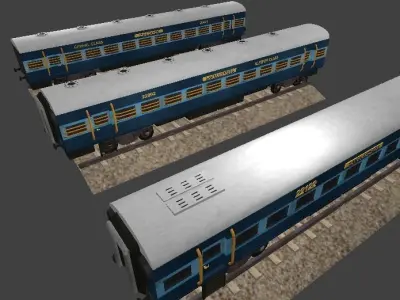 Indian ICF Train Coaches 3D model