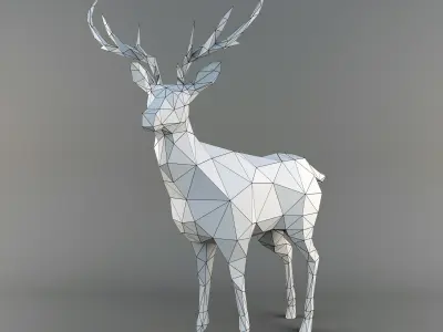DeerLowpoly deer with antlers Low-poly 3D model