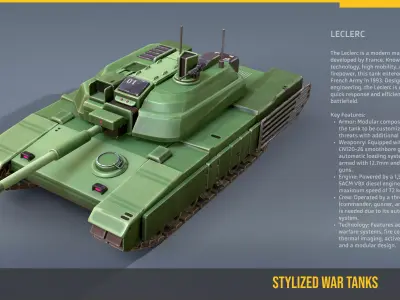 Stylized Tank Leclerc Low-poly 3D model