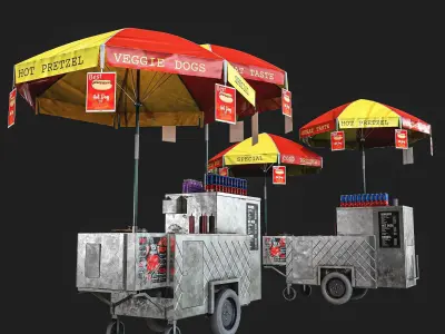 Hot dog cart Low-poly 3D model from CGTrader
