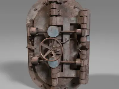 Worn Industrial Heavy Door 3D model