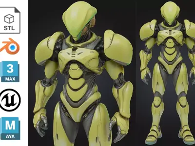 Cyber Hive Soldier Low-poly 3D model