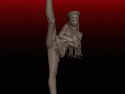 Military Woman in High-Kick Pose N3 3D print model