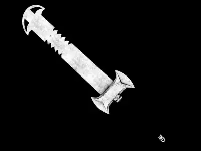 Fantasy Old Heavy Claymore Low-poly 3D model